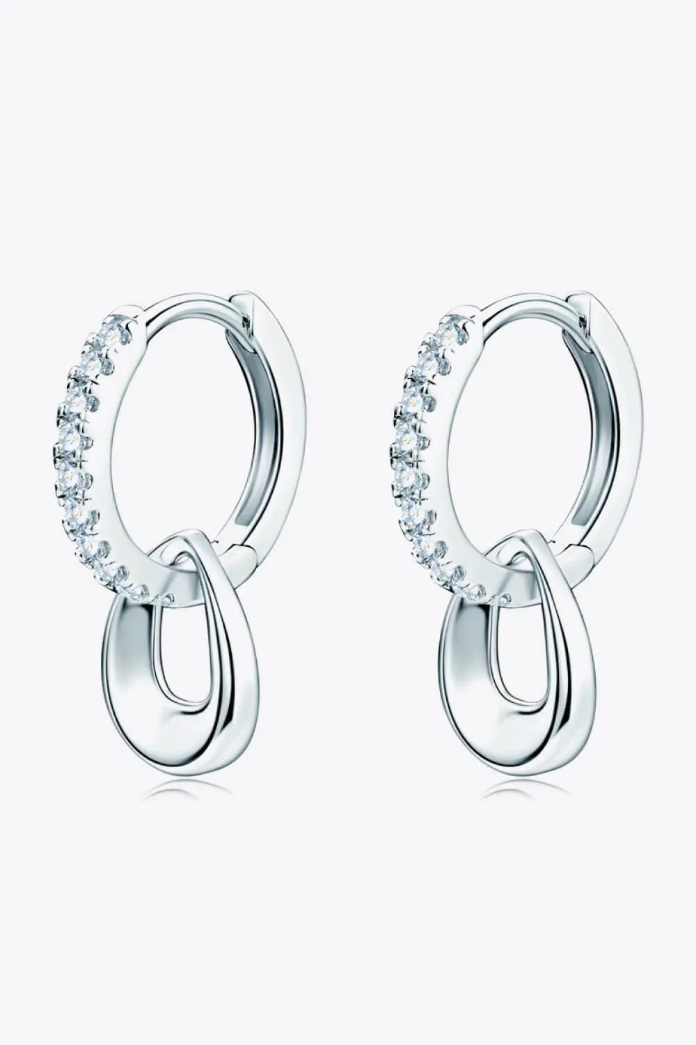 925 Sterling Silver Moissanite Double Hoop Earrings - Image #2