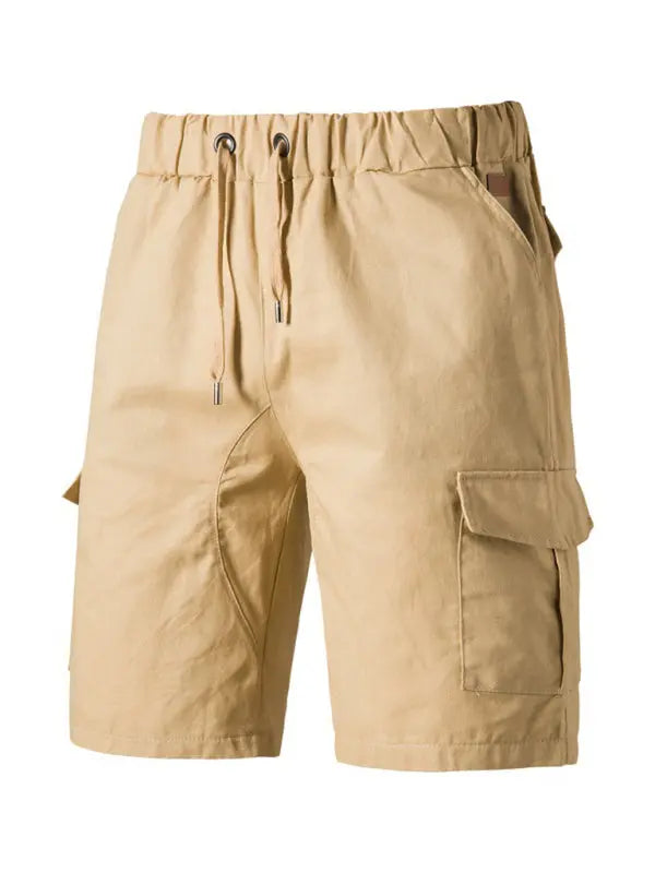 Men's Solid Color Double-knit Cargo Shorts - Image #6