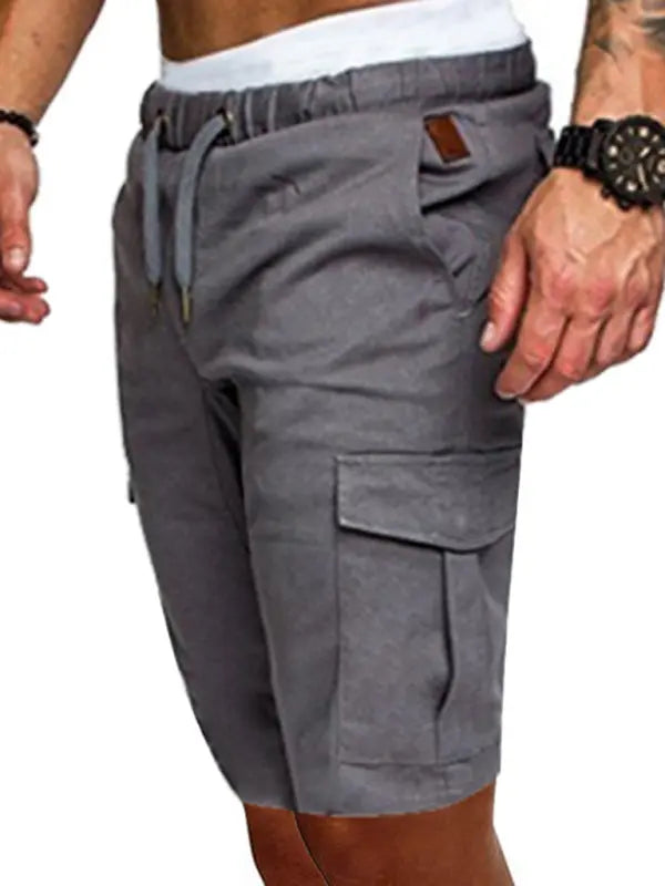 Men's Solid Color Double-knit Cargo Shorts - Image #3