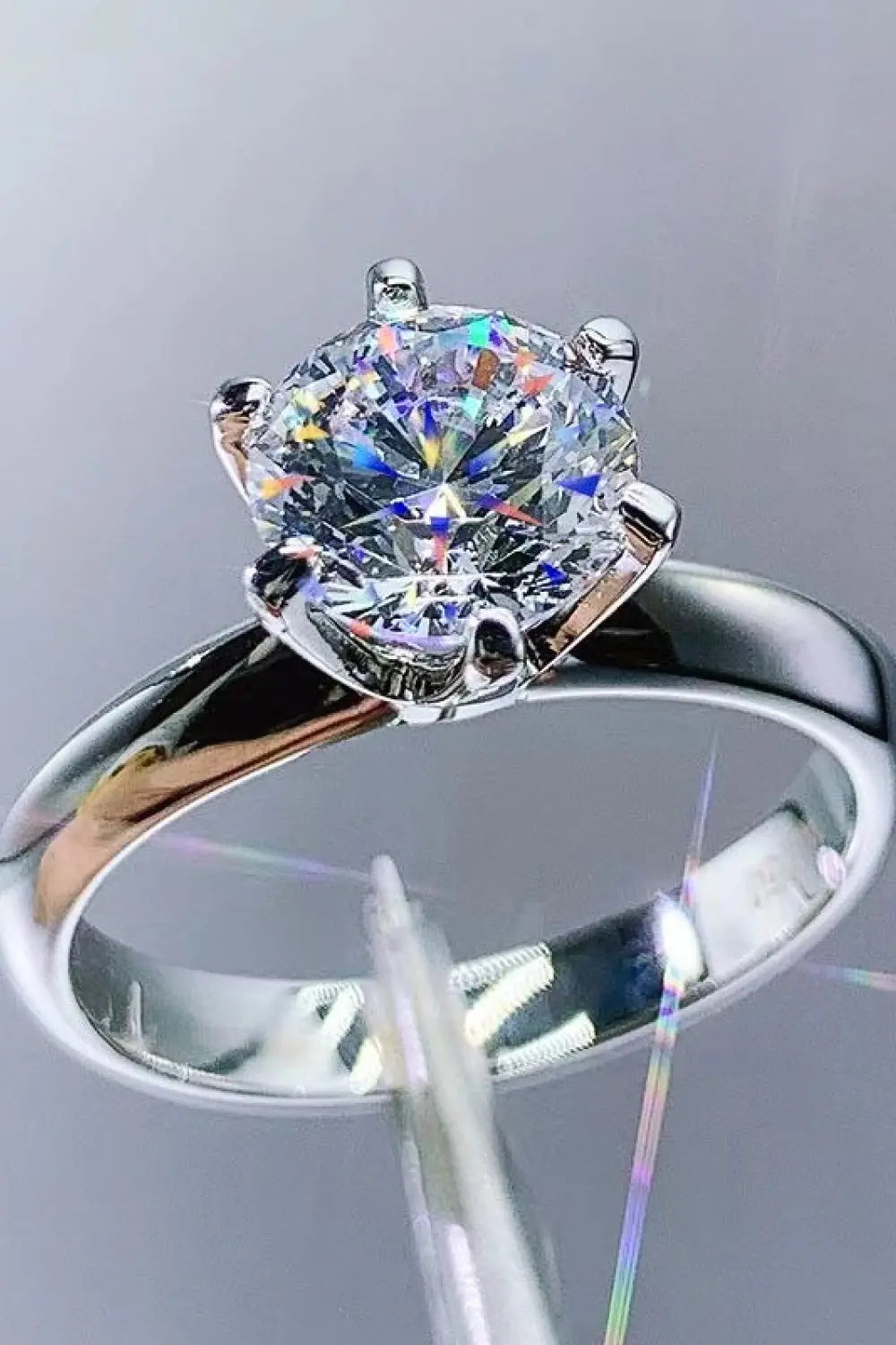 925 Sterling Silver 3 Carat Moissanite 6-Prong Ring - Image #2