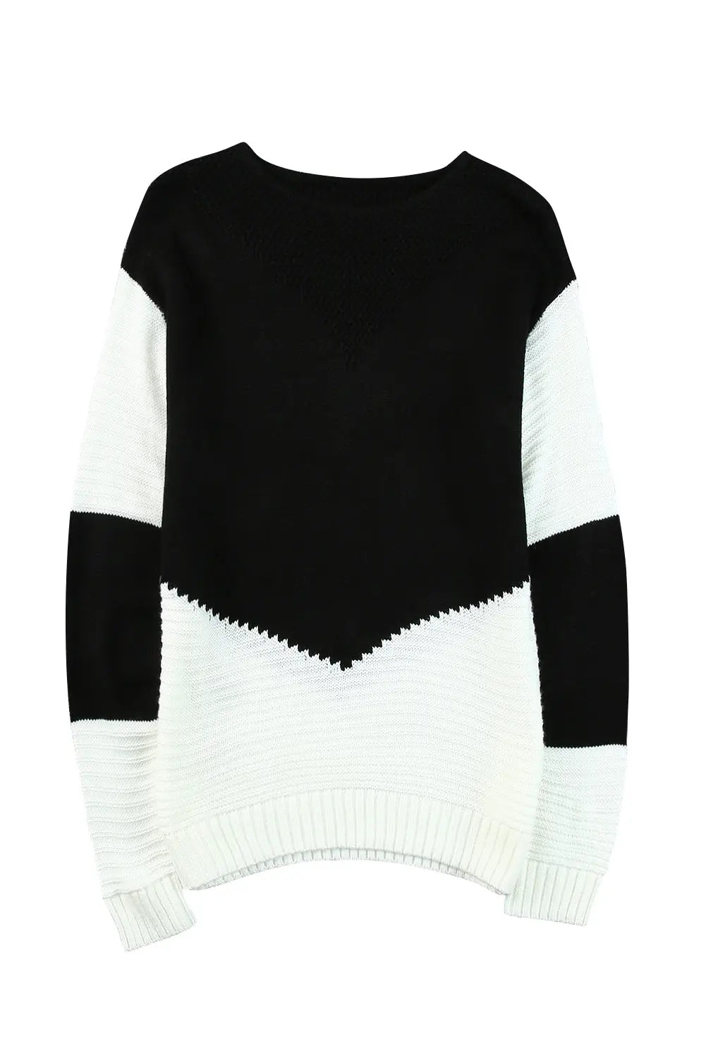 Colorblock Chevron Knit Pullover Sweater - Image #27