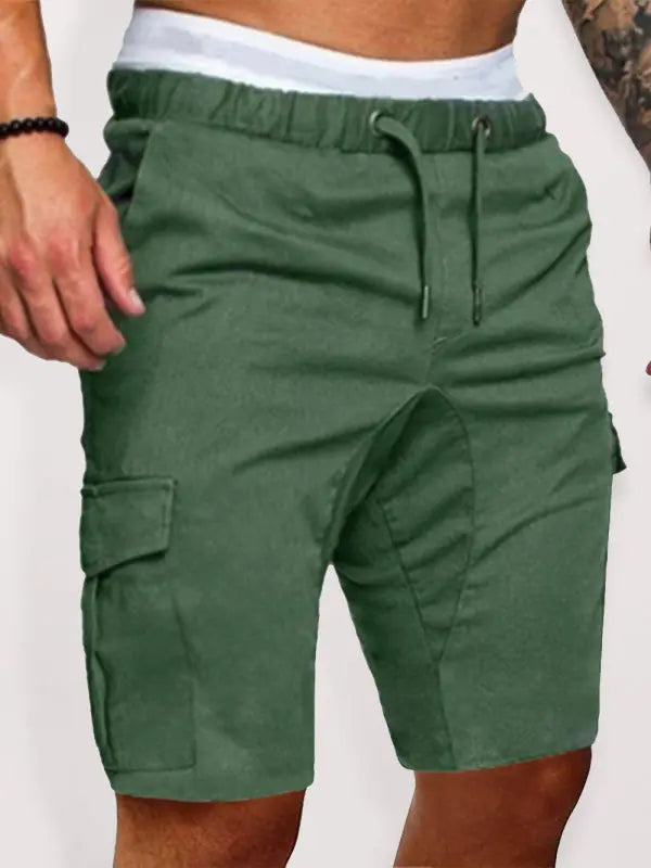 Men's Solid Color Double-knit Cargo Shorts - Image #4