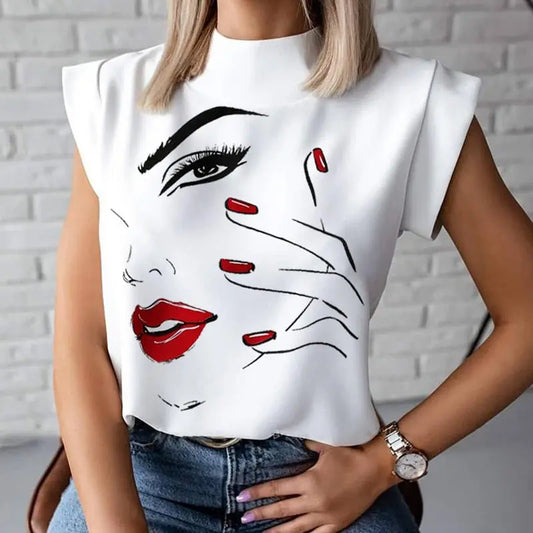 Women Summer Tops Blouses | Print Blouse Short Sleeve Tops | Print Blouse Tops Women - Women Blouse - Image #1