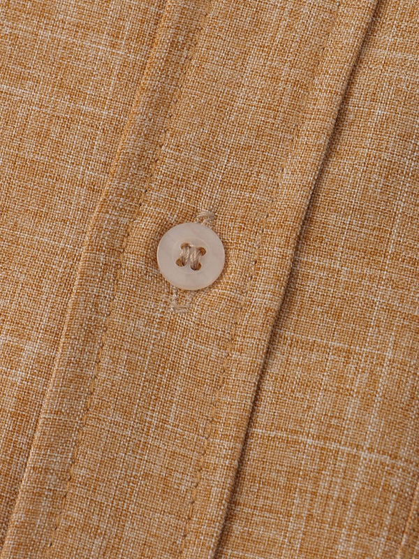 Men's Solid Color Mandarin Collar Linen Button-Up Shirt