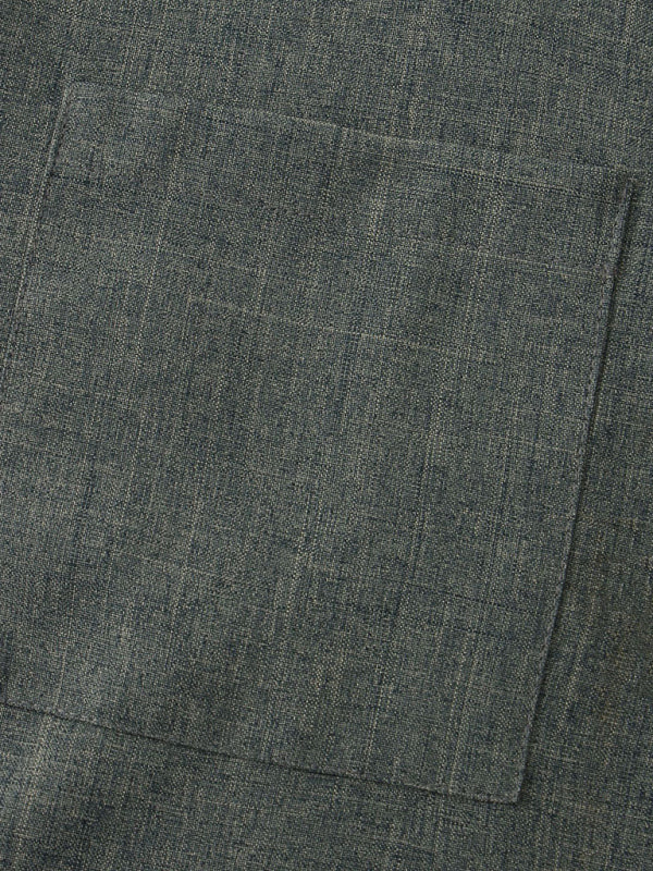 Men's Solid Color Mandarin Collar Linen Button-Up Shirt